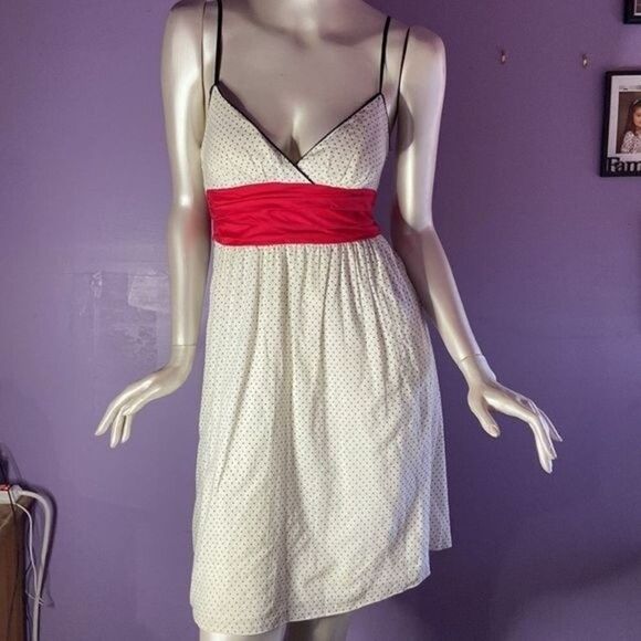 Speechless Women's Polka Dot Sundress White Red Black Size Small Sleeveless - Picture 1 of 3